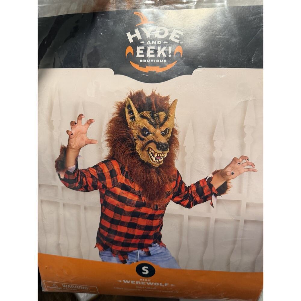 Kids Werewolf Costume Shirt & Mask Halloween Sz S Sz 7/8 NWT